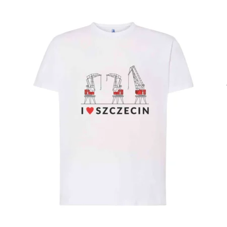 Koszulka damska biała Dźwigozaury "I Love Szczecin"