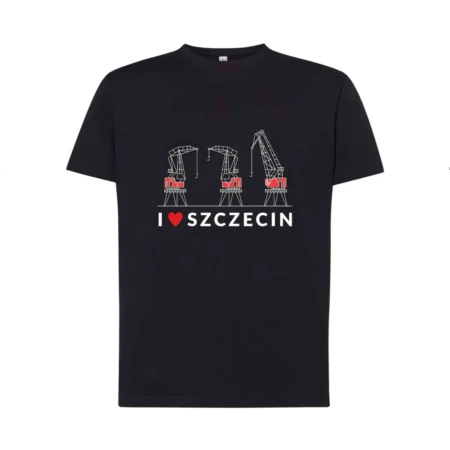 Koszulka damska czarna Dźwigozaury "I Love Szczecin"